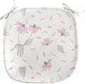 Lunarable Echinacea Chair Seating Cushion, Spring Romance Repeating Floral Pattern in Pastel Tones, Anti-Slip Seat Padding for Kitchen & Patio, 16"x16", Off White Pale Pink