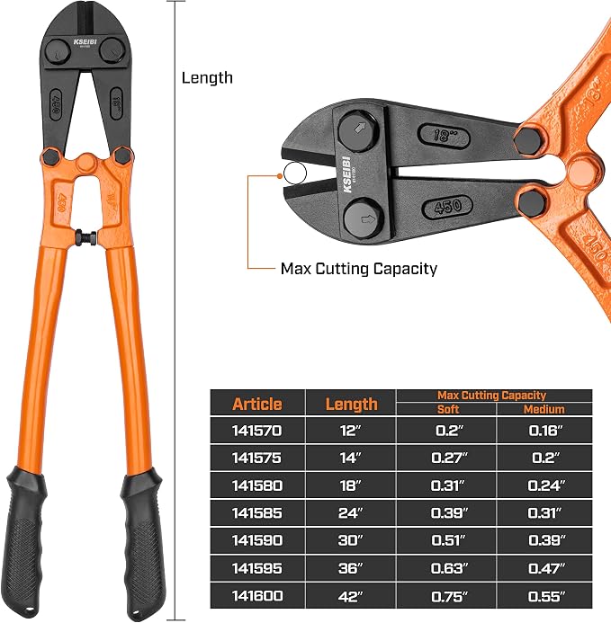 KSEIBI 141595 Bolt Lock Cutter Hand Jaws Blades Chain Wire Fence Cable Rebar Wire (36 Inch-900MM)