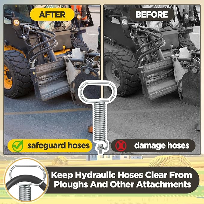 2 Pcs Hydraulic Hose Hanger Spring Clamp for Tractor, Sliver