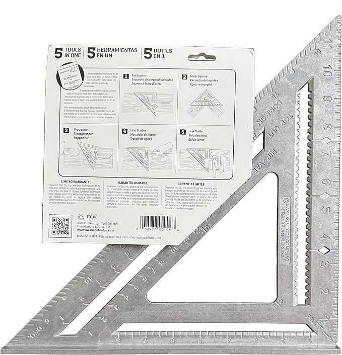 Swanson Tool Co., Inc Swanson T0108 Big 12 Speed Square Layout Tool with Blue Book, Plain gradations, 12-Inch