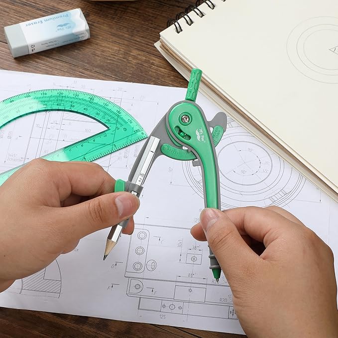 Mr. Pen- Geometry Compass and Protractor Set, 6 Inch Compass, 6 Inch Protractor, Drawing Tool for School, Clear Plastic, Easy Grip, Precision Design for Math, Art, Drafting, Architecture