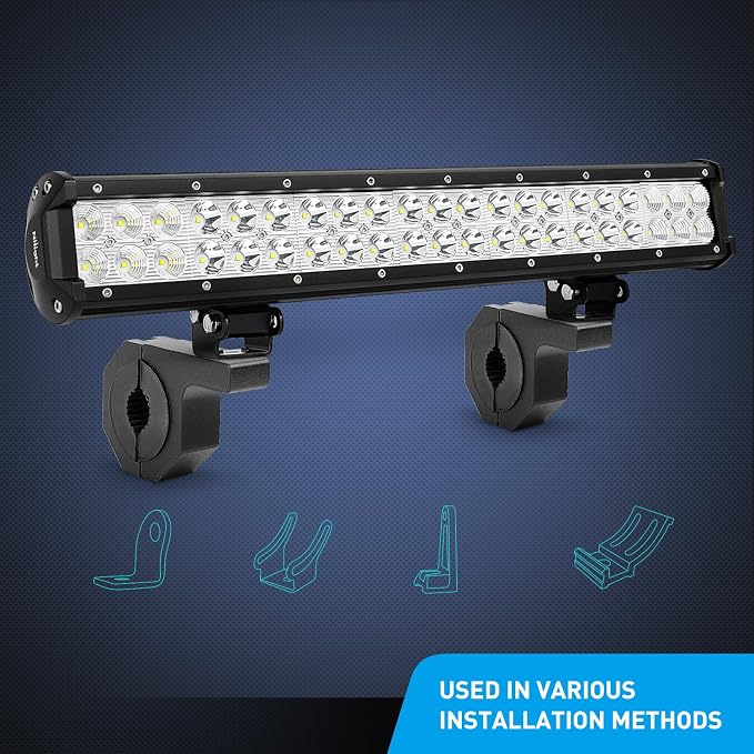 Nilight - 90020D 4PCS Mounting Bracket Kit LED Off-Road Light Horizontal Bar Tube Clamp Roof Roll Cage Holder,2 Years Warranty, Black