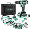 Drill Tool Kit Set: 20V Cordless Power Drill Tool Box with Battery Electric Drill Driver for Men Home Hand Repair Basic Toolbox Tools Sets Drills Case, Turquoise
