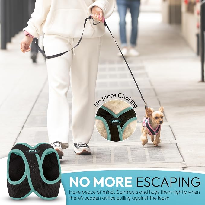 Gooby Escape Free Easy Fit X Step-in Dog Harness, Seattle Blue, Large | Patented escape-free, tightens on back-out; Choke-free X-frame + V-neck; Quick-release buckle; Reflective trim