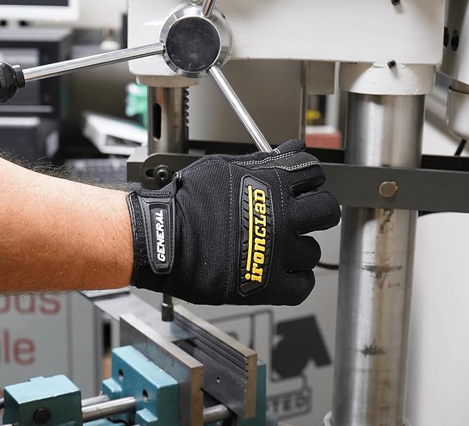 Ironclad General Utility Work Gloves GUG, All-Purpose, Performance Fit, Durable, Machine Washable (1 Pair) Black
