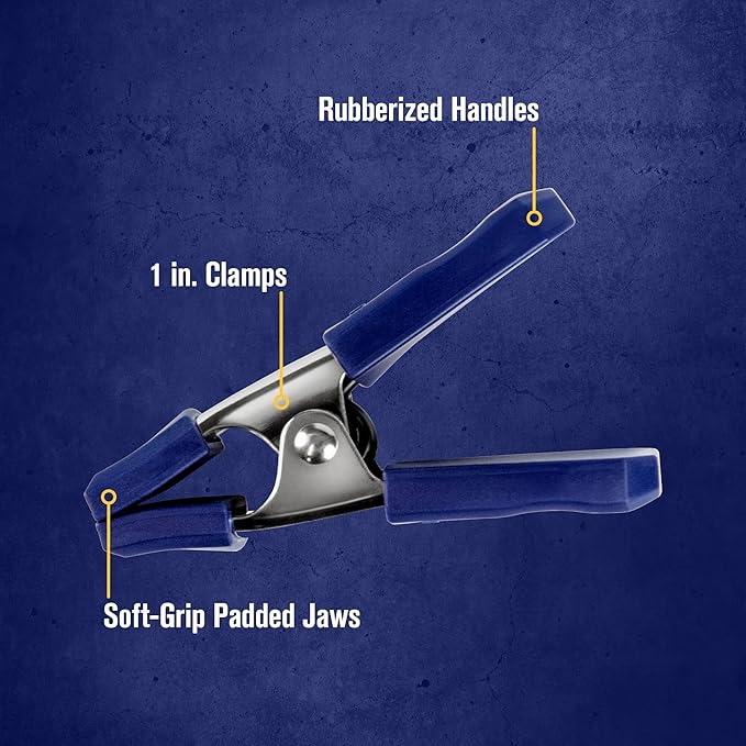 IRWIN Tools QUICK-GRIP Metal Spring Clamp, 1-Inch (222601) , Blue (Pack of 2)