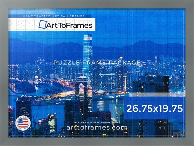 ArtToFrames Puzzle Frame for Buffalo Games 1000 Piece Jigsaw Puzzles, 26.75x19.75 Inch (68x50 cm), Granite Engineered Wood with Economy Acrylic, Ready to Hang Puzzle Display