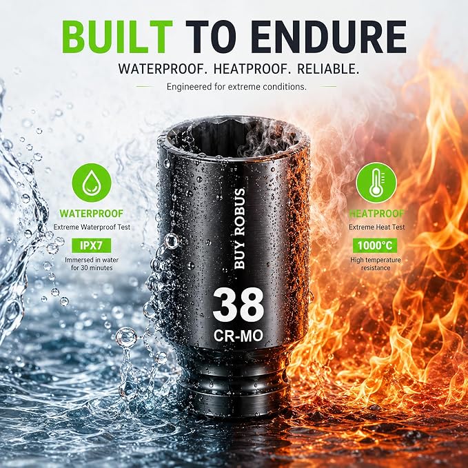 1/2'' 9 PCS Drive Impact Socket Set Metric,12point 27mm 29mm 30mm 32mm 33mm 34mm 35mm 36mm 38mm Socket,Axle Nut Sockets