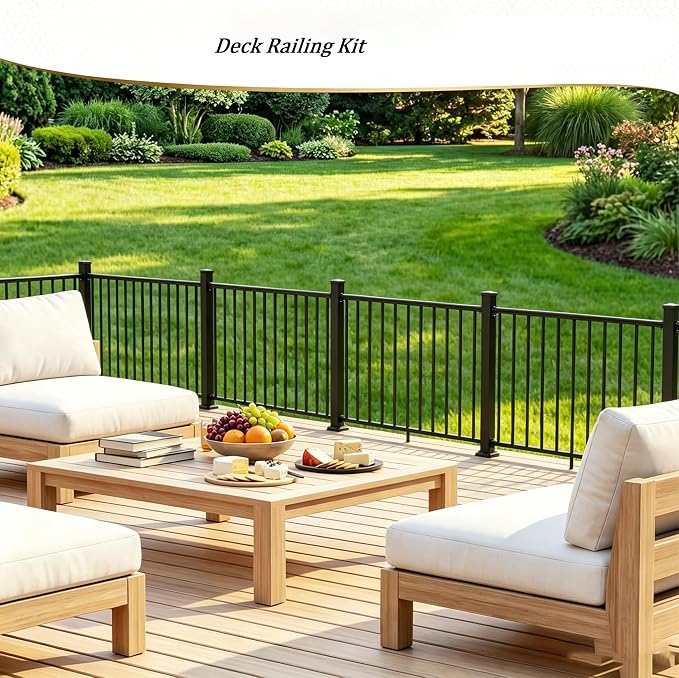 Metty Metal 5Ft W x 36in H Level Deck Railing Kit, Textured Black AAMA2604 Powder Coat, IBC Certified Guard Rail for Deck Porch Balcony Patio Outdoor