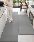 Color&Geometry Anti Fatigue Cushion Extra Large Kitchen Mat for Floor - 24x59+24x87,Easy Clean, Waterproof & Oil Proof, Anti Slip, Foam Rubber Runner Rug for Front Sink Comfort Standing, Grey Set of 2