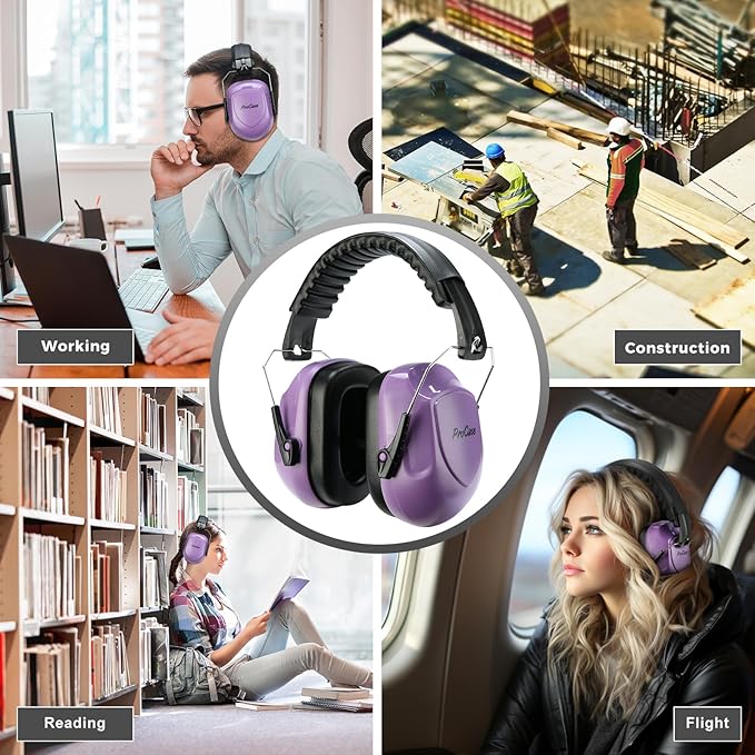 ProCase Noise Reduction Ear Muffs, Sound Proof Ear Protection, NRR 28dB Noise Cancelling Headphones for Adults Kids Autism, Hearing Protection for Mowing -Pure Purple