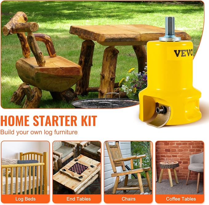 VEVOR Tenon Cutter, 1"/25.4mm & 1.5"/38mm & 2"/50.8mm, Premium Aluminum & Steel Log Furniture Cutter, with Dual Curved Blades & Button Screws Home Master Kit, Commercial Starter’s Tool for Home DIY