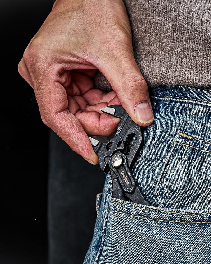 toolant 5-Inch Pocket Adjustable Plier Wrench, Zinc Phosphate CR-V Steel with Smooth Parallel Jaws and Pouch – Compact Portable Wrench for Plumbing, Nuts, Auto & Home Repairs