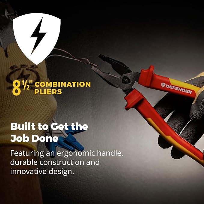 MEGAPRO® DEFENDER Pliers | 1000V VDE Certified | 8.5" Long | Insulated | Electricians Tools (Combo Pliers)