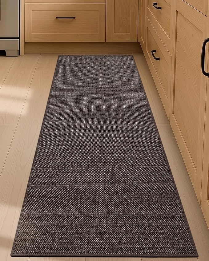 Color&Geometry Kitchen Rugs and Mats Non Slip Washable, Absorbent Woven Kitchen Runner Rug Easy to Clean Kitchen Floor Mats for in Front of Sink, Laundry Room, Hallway, 17”x59”, Brown
