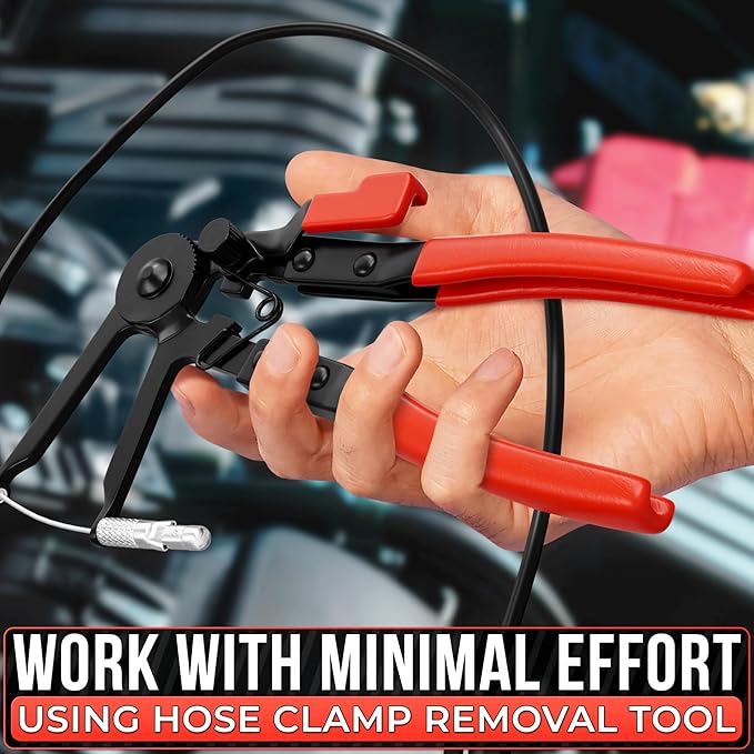 Hose Clamp Tool – Radiator Hose Clamp Pliers Automotive Tool – Corrosion-Resistant Carbon Steel with Ratchet Locking Mechanism – Controlled One-Hand Operation for Tight Engine Cooling System Repairs