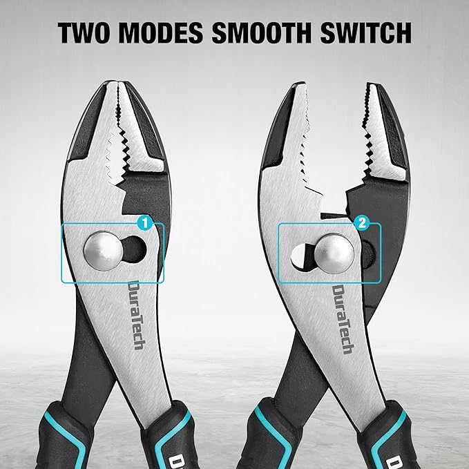 DURATECH 8 Inch Slip Joint Pliers, Pliers Tool with Comfortable TPR Handle, High Carbon Steel, Strong Sharp Teeth, Pliers for Tightening, Loosening and Gripping Nuts and Bolts