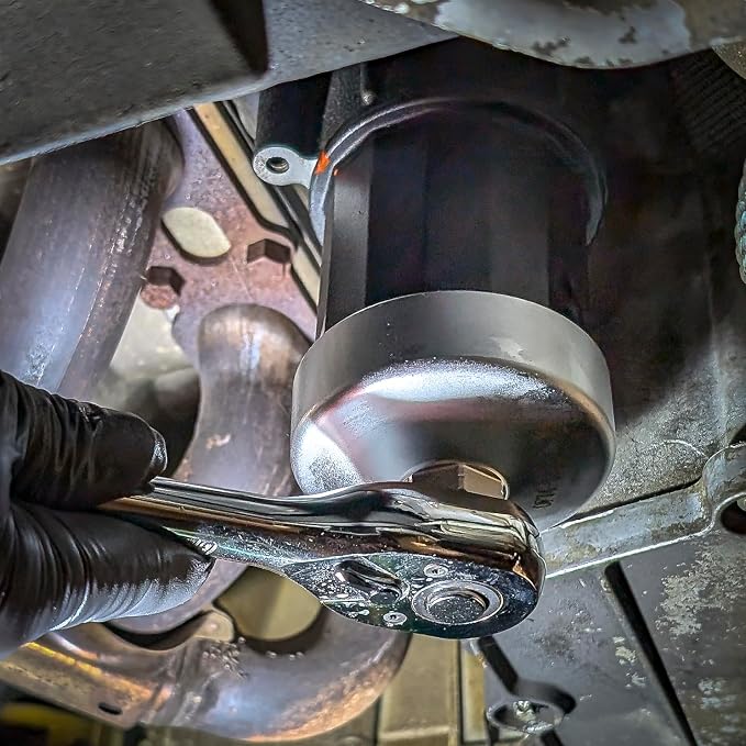 Tool Guy Republic Forged Matte Chrome Vanadium Oil Filter Wrench Socket for Volkswagen, Mercedes Benz, VW, Audi, Porsche, Mazda, Sprinter Type Oil Filter Housings - 74mm 14 Flats