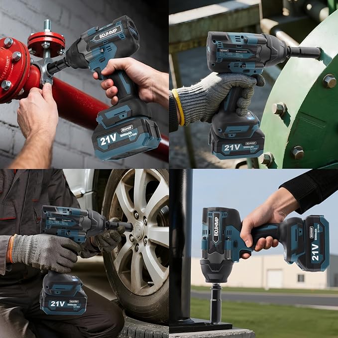 Cordless Impact Wrench 1/2 Inch, 1500 N.m/1106ft-lbs Brushless Impact Gun Compatible with Makita 18V Batteries, 3000 RPM High Torque Electric Power Impact Driver Set for Car Home (Blue With Battery)