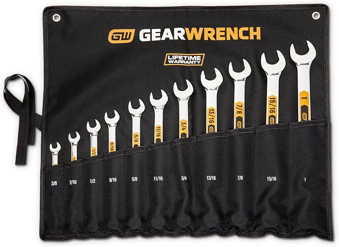 GEARWRENCH 11 Pc 12 Pt SAE Hi-Viz Long Beam Combination Wrench Set|81934H