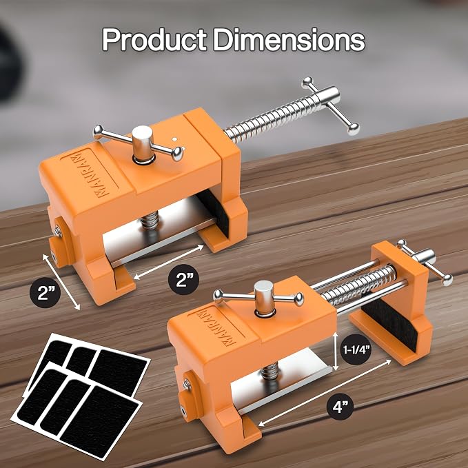 MANRAM Cabinet Clamps 4 Pack A Great Gift for Dad, Heavy Duty Cast Steel Face Frame Alignment Tool with Integrated Drill Guide, EVA Protective Pads and Carrying Case for Cabinet Installation