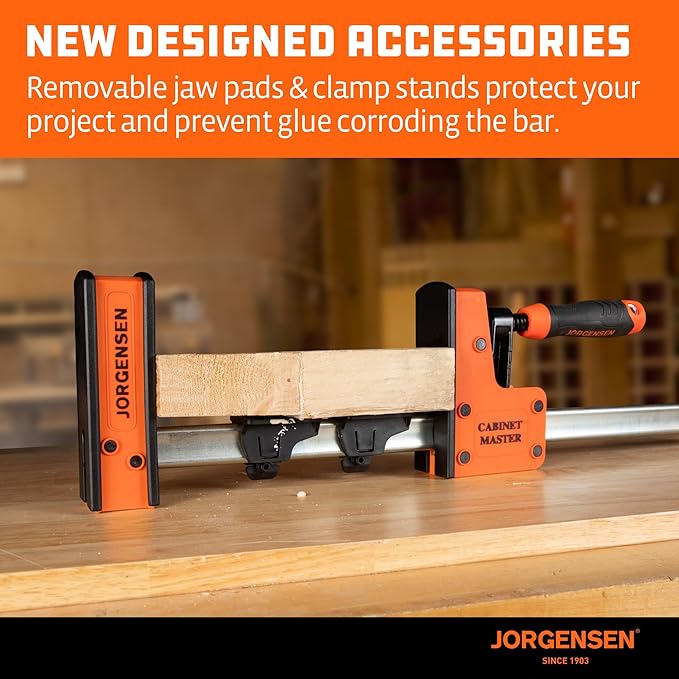JORGENSEN 36-Inch Parallel Bar Clamp, Heavy-Duty Cabinet Master Clamp for Woodworking Glue-Up, 2200 lbs Force, Quick Release, Spreader Function, 2-Pack