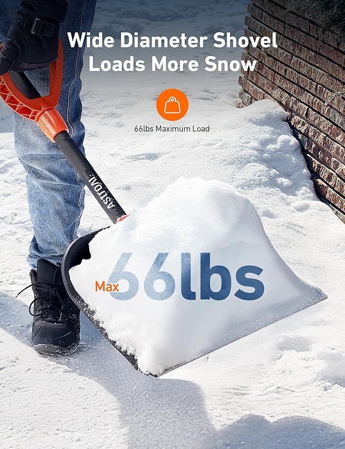 AstroAI 62" Heavy-Duty Snow Shovel for Driveway with Adjustable Ergonomic D-Shape Handle, 17-Inch Wide Snow Shovel for Car with Stainless Steel Blade, Easily Remove Heavy Snow from Driveway, Yard