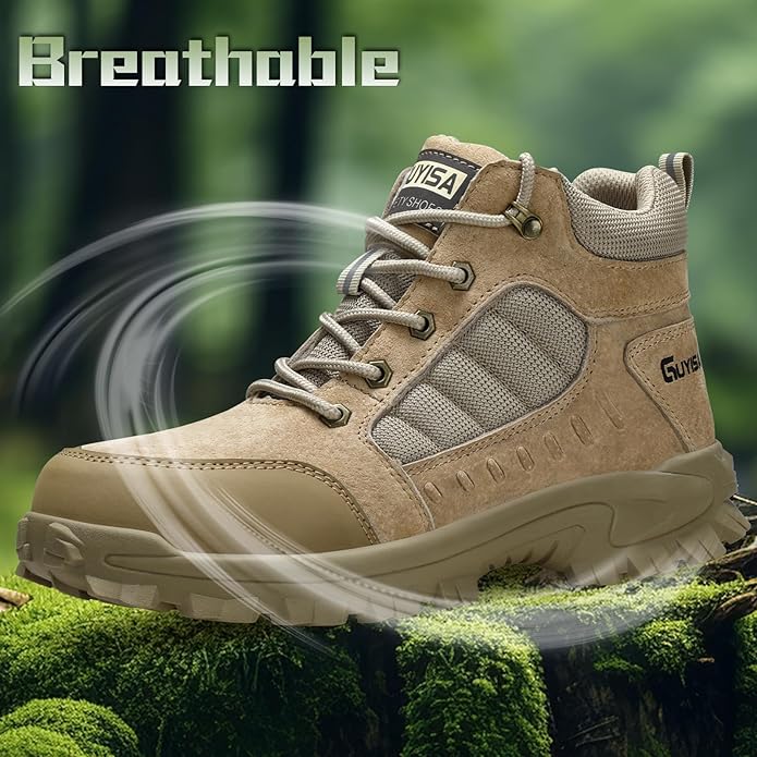GUSAYEX Steel Toe Boots for Men Puncture Resistant Safety Work Boots with Kevlar Midsole Industrial Lightweight Men's Work & Utility Protective Shoes for Construction Warehouse Factory