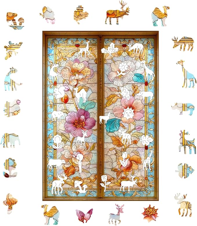 Pikoqunc Wooden Puzzles for Adults,500 Pieces 17.8x12.4 Inches,Vintage Floral Gate Laser-Cut Jigsaw with Premium Smooth Finish,Relaxing Art Puzzle and Elegant Wall Décor Gift for Friends and Family