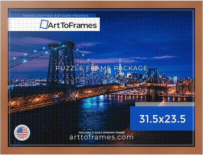 ArtToFrames Puzzle Frame for Buffalo Games 1500 Piece Jigsaw Puzzles, 31.5x23.5 Inch (80x60 cm), Burnt Umber Engineered Wood with Economy Acrylic, Ready to Hang Puzzle Display
