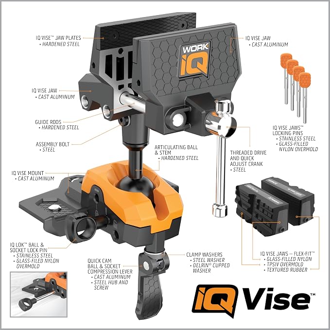 IQ Vise 360° Articulating Bench Vice, Multi-Angle Ball & Socket Lock
