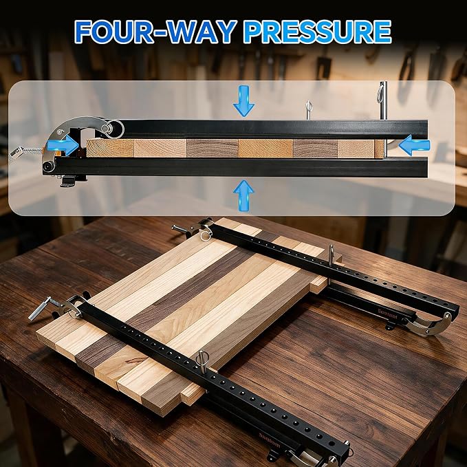 24 Inch Panel Clamps, 1 Pack Parallel Clamps, 4-Way Steel Pressure Clamps for Cabinet Doors, Tabletops, Woodworking and Cutting Boards