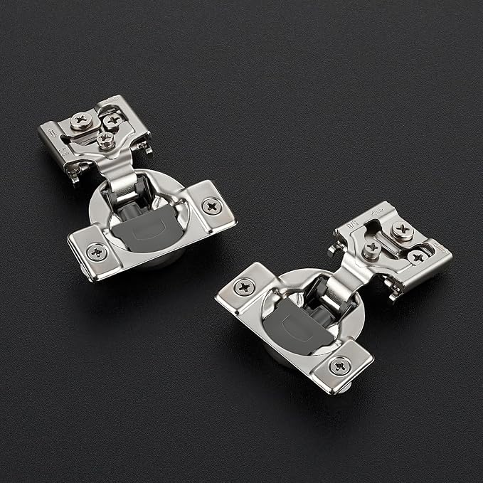 60 Pack 30 Pairs 5/8 inch Overlay Soft Close Hinges for Kitchen Cabinet Hinges Satin Nickel Hidden Hinges Stainless Steel Concealed Hinge self Closing