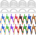32 Pack Math Compass & Protractor Set Geometry Math 6 Inch Plastic Drawing Compass with Pencils Protractor for Geometry Bulk for Math Student Classroom School Office Woodworking Art Drawing