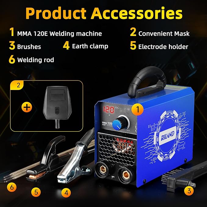 RILAND Stick Welder, 110V Portable ARC Welding Machine – 4.4lb Lightweight, Hot Start, Anti-Stick & Overload Protection for Home DIY, Metal Repair, Workshop Use