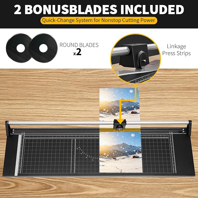 36 Inch Manual Precision Rotary Paper Trimmer,Heavy Duty Rolling Cutter Tool,Professional Rolling Trimmer for Cutting Photo Paper,Card Stock,Office Paper