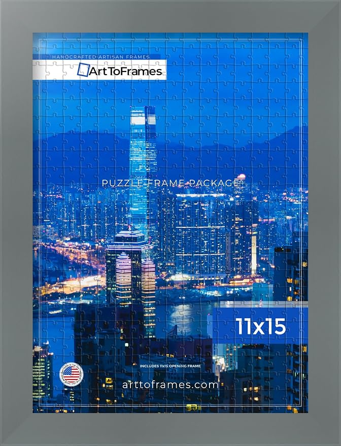 ArtToFrames Puzzle Frame for Buffalo Games 100 Piece Jigsaw Puzzles, 11x15 Inch (28x38 cm), Granite Engineered Wood with Regular Glass, Ready to Hang Puzzle Display