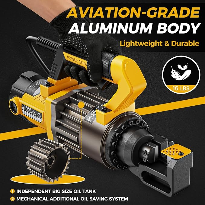 Anbull 1000W Electric Hydraulic Rebar Cutter, Cutting up to 5/8 Inch 4-16mm #5 Rebar, with Replaceable Jaw Blades, Cutting Speed 2-2.5S (EC-16)