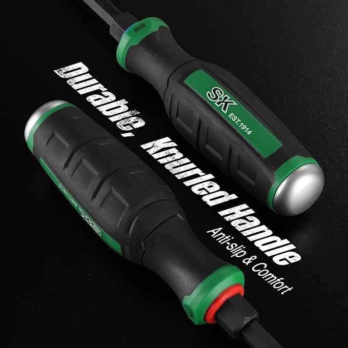 SK 6-Piece Heavy Duty Screwdriver Set, Demolition Driver, Slotted and Phillips, S2 Steel, SureGrip Handle
