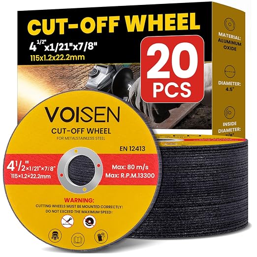 VOISEN 4 1/2 Cut Off Wheel,20 PCS Angle Grinder Cutting Disc 4-1/2" x 1/21" x 7/8" Thin Metal & Stainless Steel Cutting Wheel,Grinder Blades Professional Fast Cutting Disc