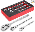 1/2 3/8 1/4 Inch Drive Ratchet Set 3Pcs Flex Head Ratchet Set | 72 Tooth Quick Release Flexible Swivel Head Socket Ratchet Wrench Set