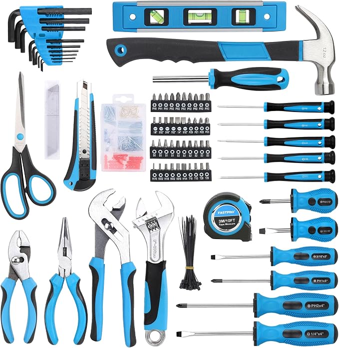 FASTPRO 220-Piece Home Tool Set, Household Repairing Tool Kit, Blue