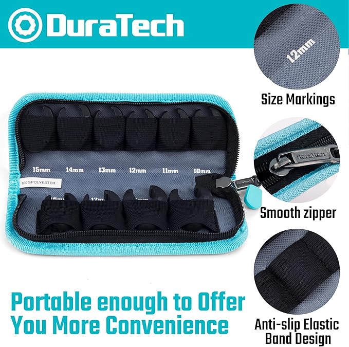 DURATECH 10-Piece 3/8" Drive Crowfoot Wrench Set, Flare Nut Wrench Set, Metric, Size Covers 10-19mm, CR-V Steel, with Zipper Bag