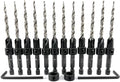 FTG USA 12 Pc #10 (3/16") Countersink Drill Bit Set with Depth Stop Collar, Hex Wrench - Tapered Drill Bits for Wood