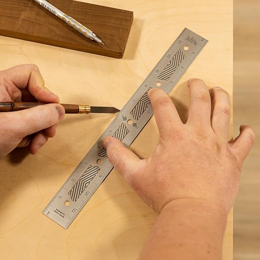 JessEm 07412 Stainless Steel 18 Inch Precision Ruler with Patented Flex Grip and Fade Resistant Markings