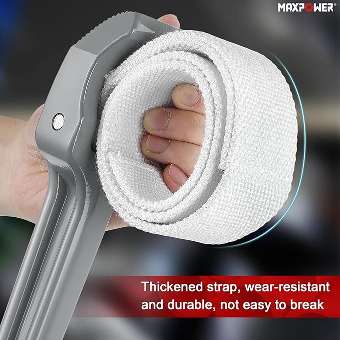 MAXPOWER Strap Wrench, 18-inch Handle Adjustable Strap Wrench, Nylon Strap Pipe Wrench for Replacing Oil Filter, Water Filter, PVC Junctions