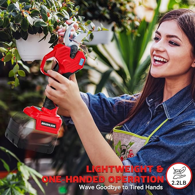 MtiolHig Electric Pruning Shears Compatible with Milwaukee 18v, 26000RPM Cordless Pruning Shears with Brushless Motor, LCD Display, Adjustable Cutting Diameter 0.8-2 Inch for Tree Trimmer (Tool Only)