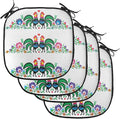 Lunarable Gallus Chair Cushion Pads Set of 4, Roosters Polish Culture Slavic European Classics Art, Anti-Slip Seat Padding for Kitchen & Patio, 16"x16", Orange Green Pink