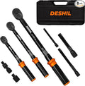 8Pcs Torque Wrench Set, 1/4 3/8 1/2-inch Drive Click Torque Wrench | 20–220 in-lb, 5–45 ft-lb and 10–170 ft-lb with Adapters for Bike, Motorcycle, Car and Truck Maintenance.