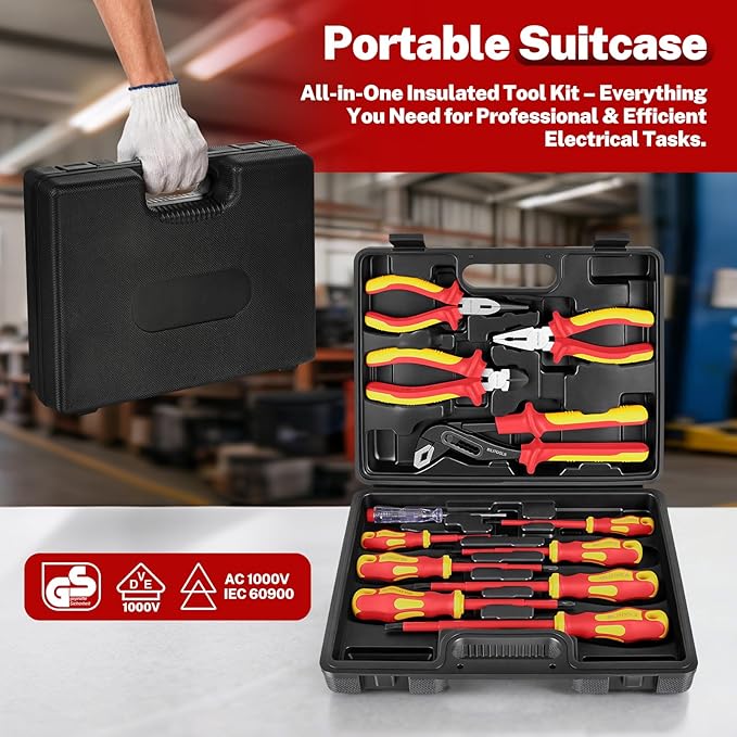 BILITOOLS 12-Piece 1000V VDE Insulated Screwdriver and Pliers Set